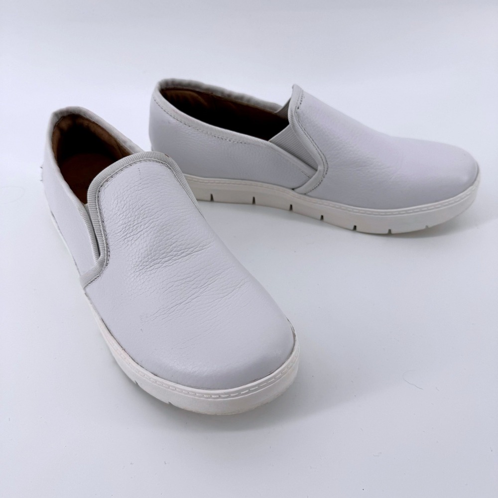 Nurse Mates Adela Slip‎ On Shoes Womens 7.5 M White Leather Pillowtop Comfort